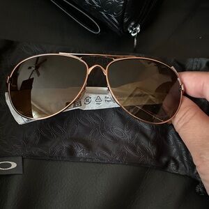 Oakley Rose Gold Frame Sunglasses with Brown Lenses